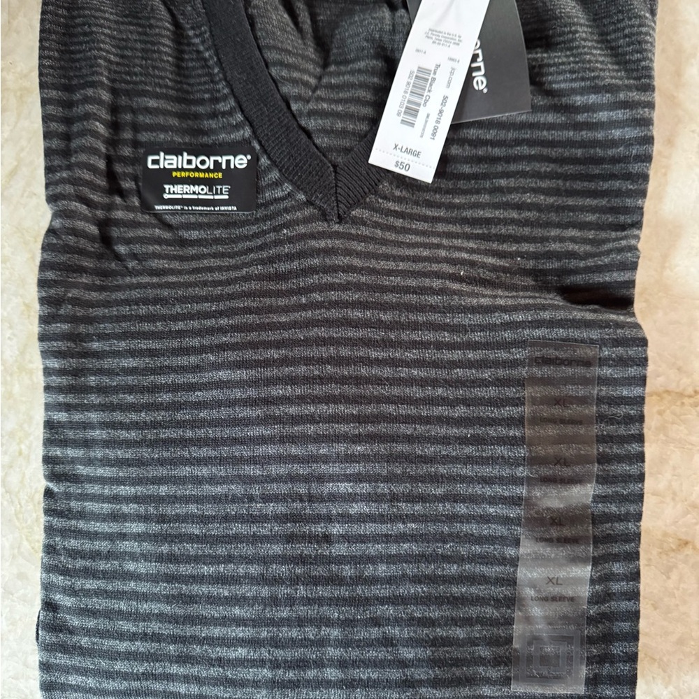 Claiborne Men's Charcoal V-Neck Sweater